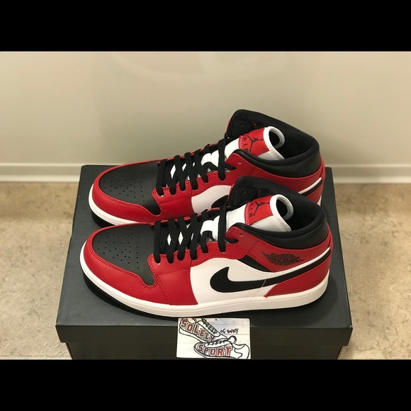 NEW Nike Air Jordan 1 Mid Chicago Black Toe Bred - Picture 6 of 8